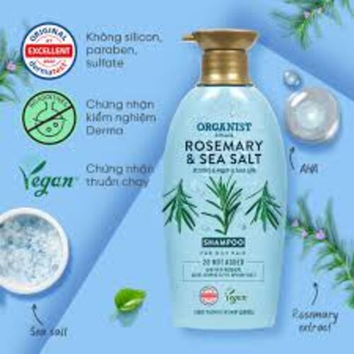 Organist Шампунь для Жирных Волос с Розмарином и Морской Солью, Rosemary & Sea Salt Shampoo 500ml