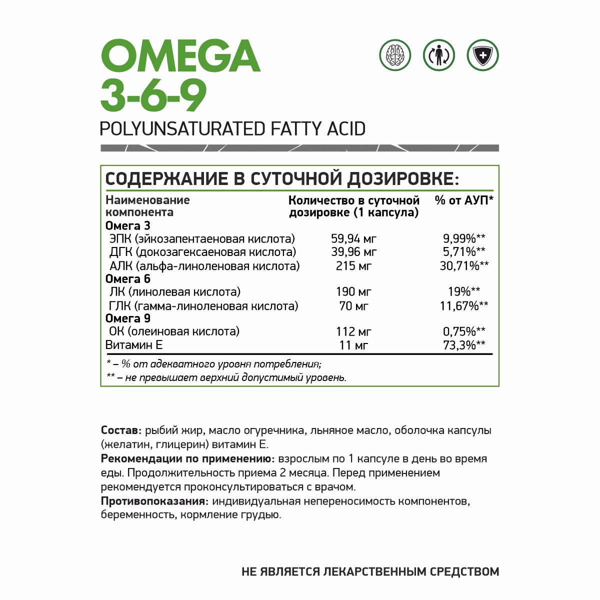 NaturalSupp Омега 3-6-9, 60 капсул