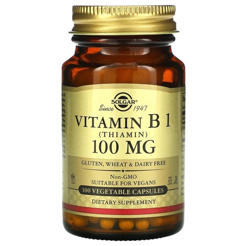 Solgar Thiamin, Витамин B1 100мг, 100 капсул