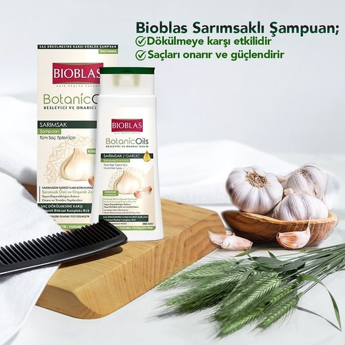 BIOBLAS Шампунь с маслом черного чеснока против выпадения волос, Botanic oils garlic 360 мл