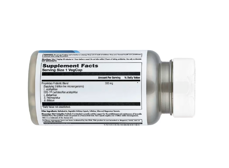 KAL, Acidophilus Probiotic-5 Veg Cap (Btl-Plastic) 3bil, Поддержание Кишечной Флоры 60 вег. капсул