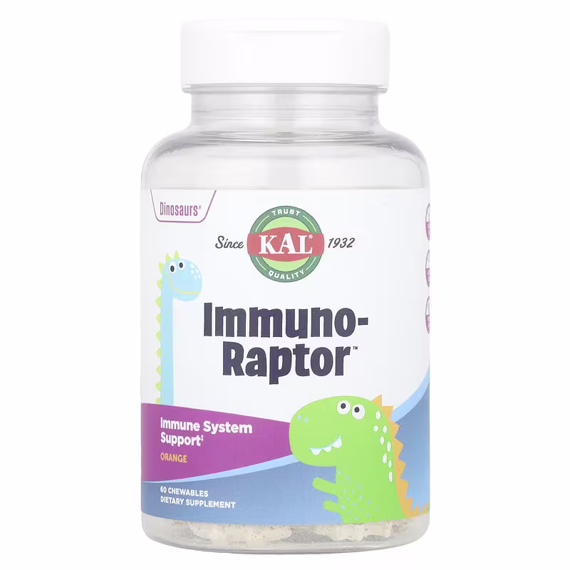 KAL, Dinosaurs, Immuno-Raptor, Детские Витамины для Поддержки Иммунитета, 60 жев таблеток 