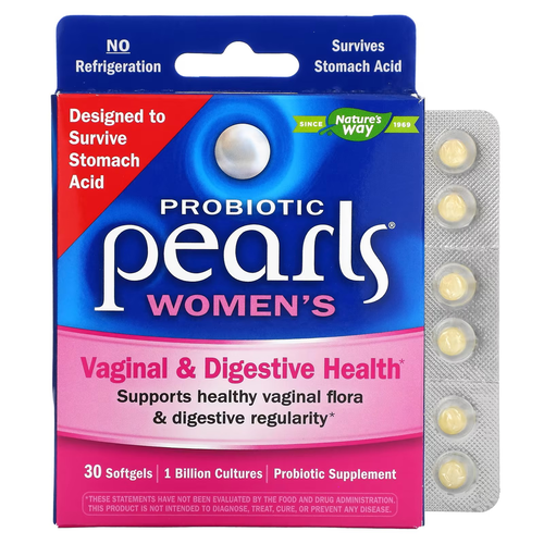 Nature's Way, Probiotic Pearls для женщин, вагинальное здоровье и здоровье кишечника, 30 мягких жела