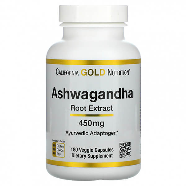 California Gold Nutrition Ашваганда 450 мг, 180 растительных капсул