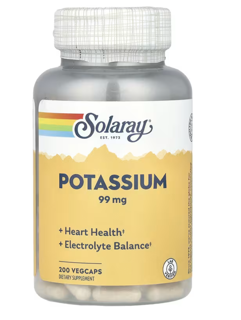 Solaray Калий, Potassium 99 мг, 200 вег. капсул 