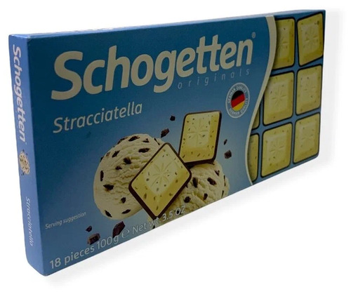 Schogetten Stracciatella, Белый шоколад с кусочками зерен какао, Темный шоколад 100г.