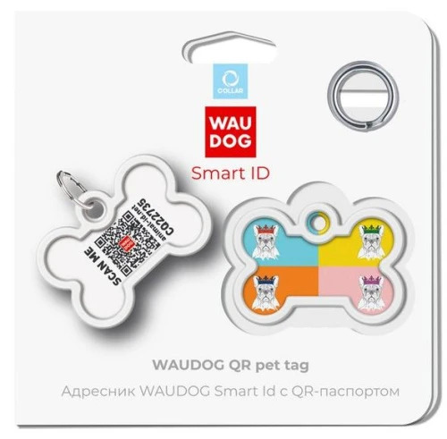 WAUDOG, Адресник Smart ID c QR-паспортом, Металл, Рисунок 