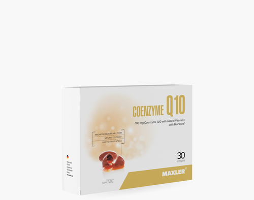 Maxler Coenzyme Q10, Коэнзим Q10 с витамином Е и Биоперином 100 мг, 30 капсул