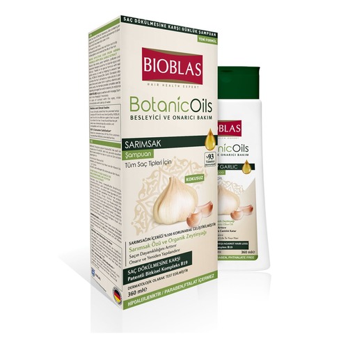 BIOBLAS Botanic oils garlic, шампунь с маслом черного чеснока против выпадения волос 360 мл