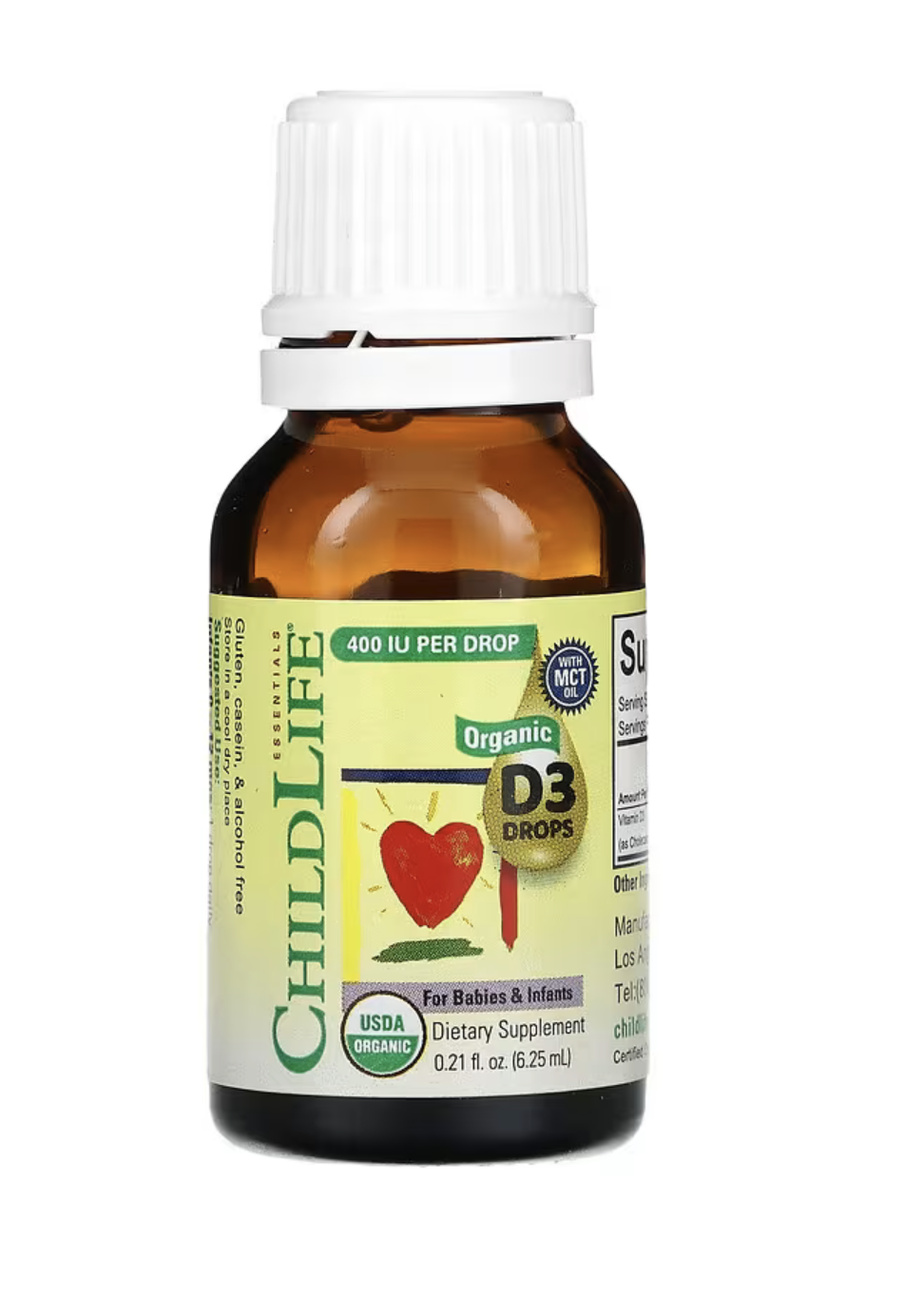 ChildLife Essentials Органический Витамин Д3 для Младенцев, Organic D3, 6,25 мл 