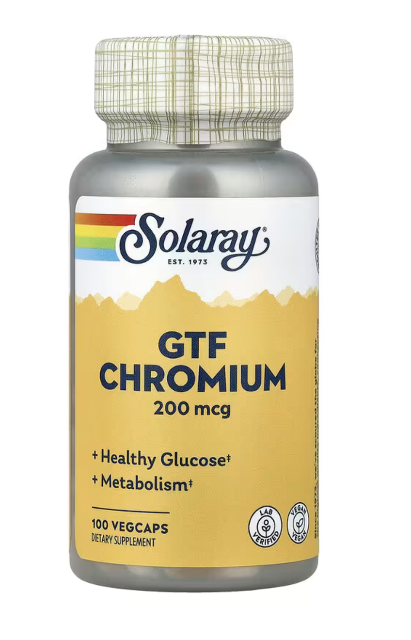 Solaray Хром, GTF Chromium 200 мкг, 100 вег. капсул 