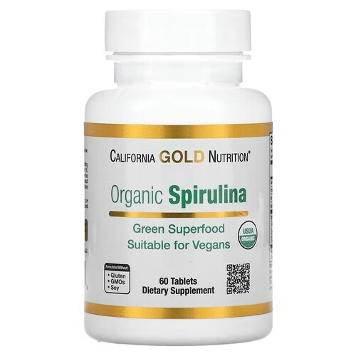 California Gold Nutrition Спирулина органическая 500 мг, 60 таблеток