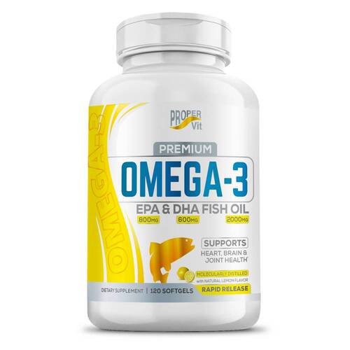 Proper Vit Omega 3, Рыбий жир 2000 мг с лимоном, ЭПК 800 мг, ДКГ 600 мг, 120 капсул  