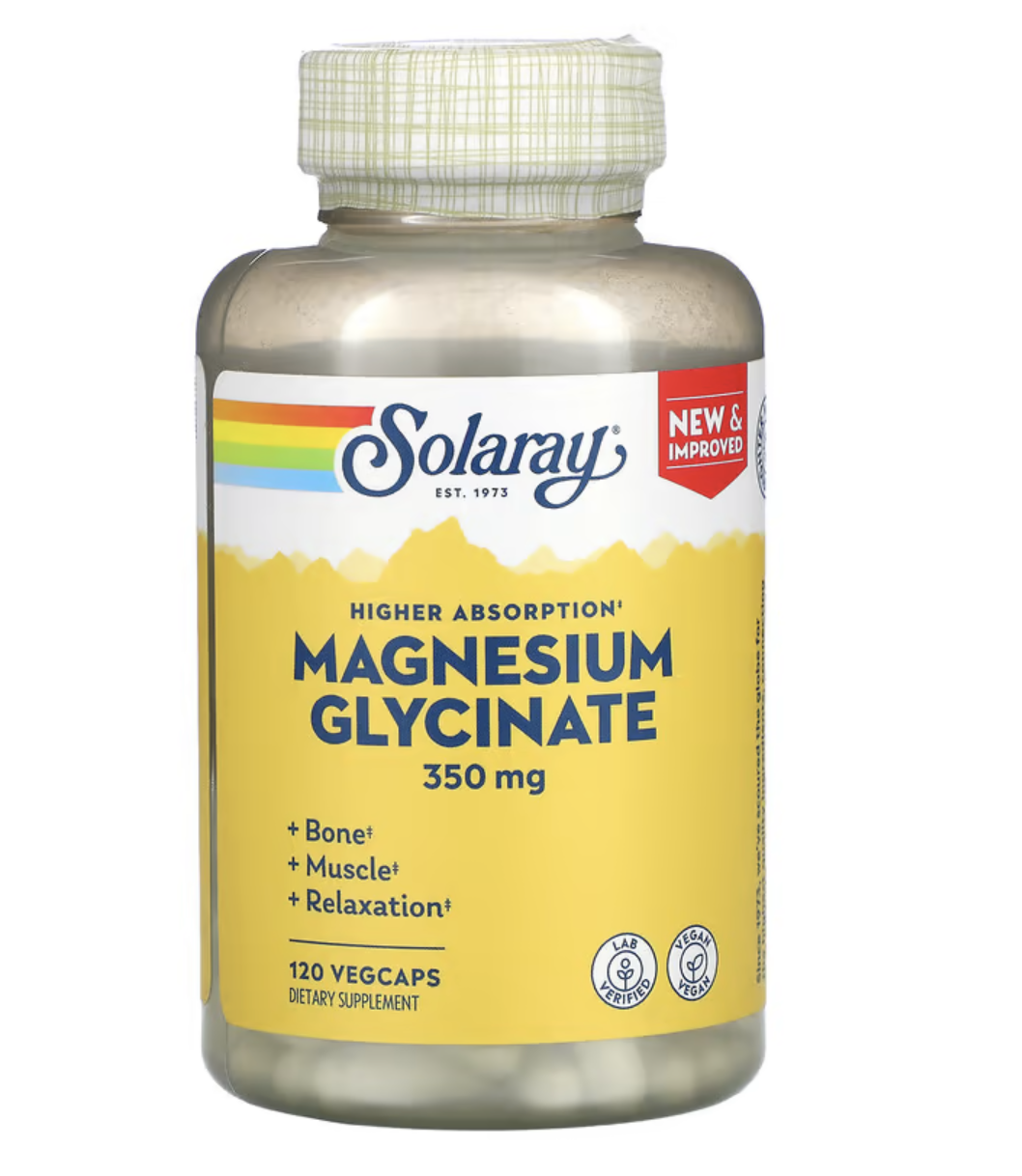Solaray Магний Глицинат, Magnesium Glycinate 350 мг, 120 вег капсул 