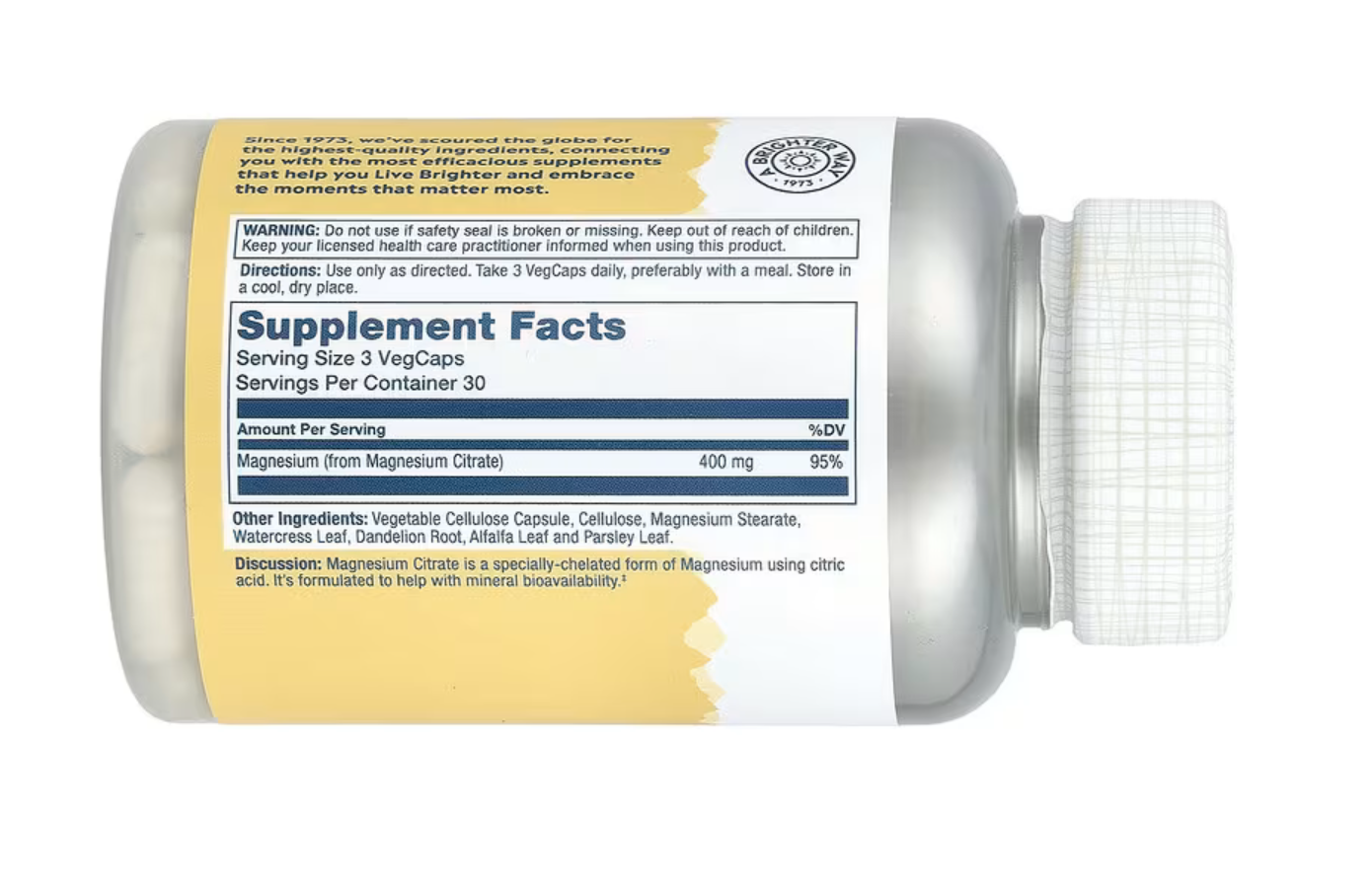 Solaray Магний Цитрат, Magnesium Citrate 400 мг, 90 капсул