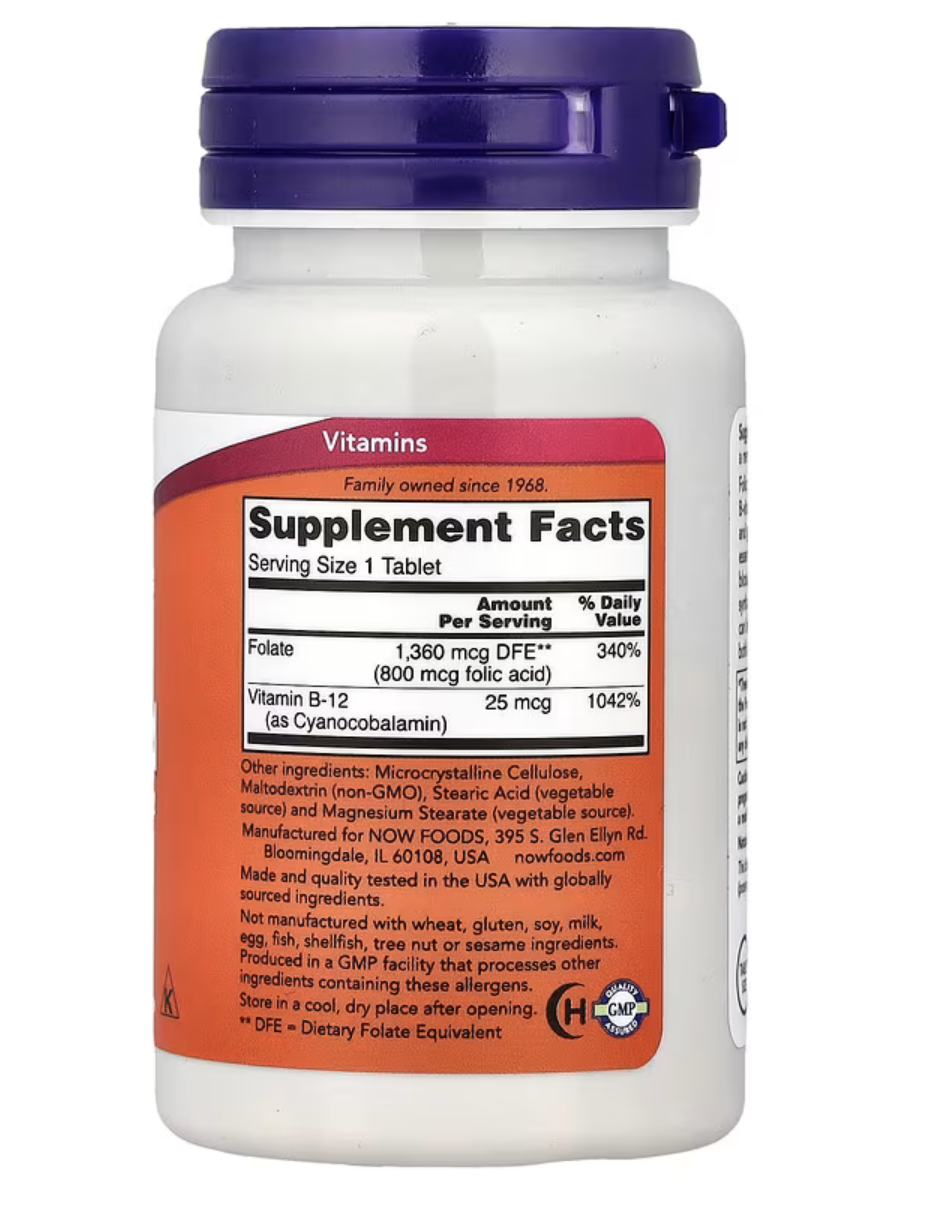 Now Foods Фолиевая кислота 800 мкг, 250 таблеток