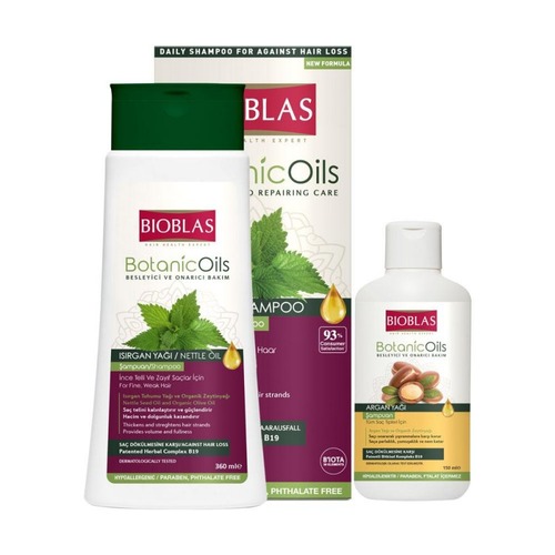 BIOBLAS Botanic oils nettle oil,  шампунь с маслом крапивы для тонких и слабых волос 360 мл