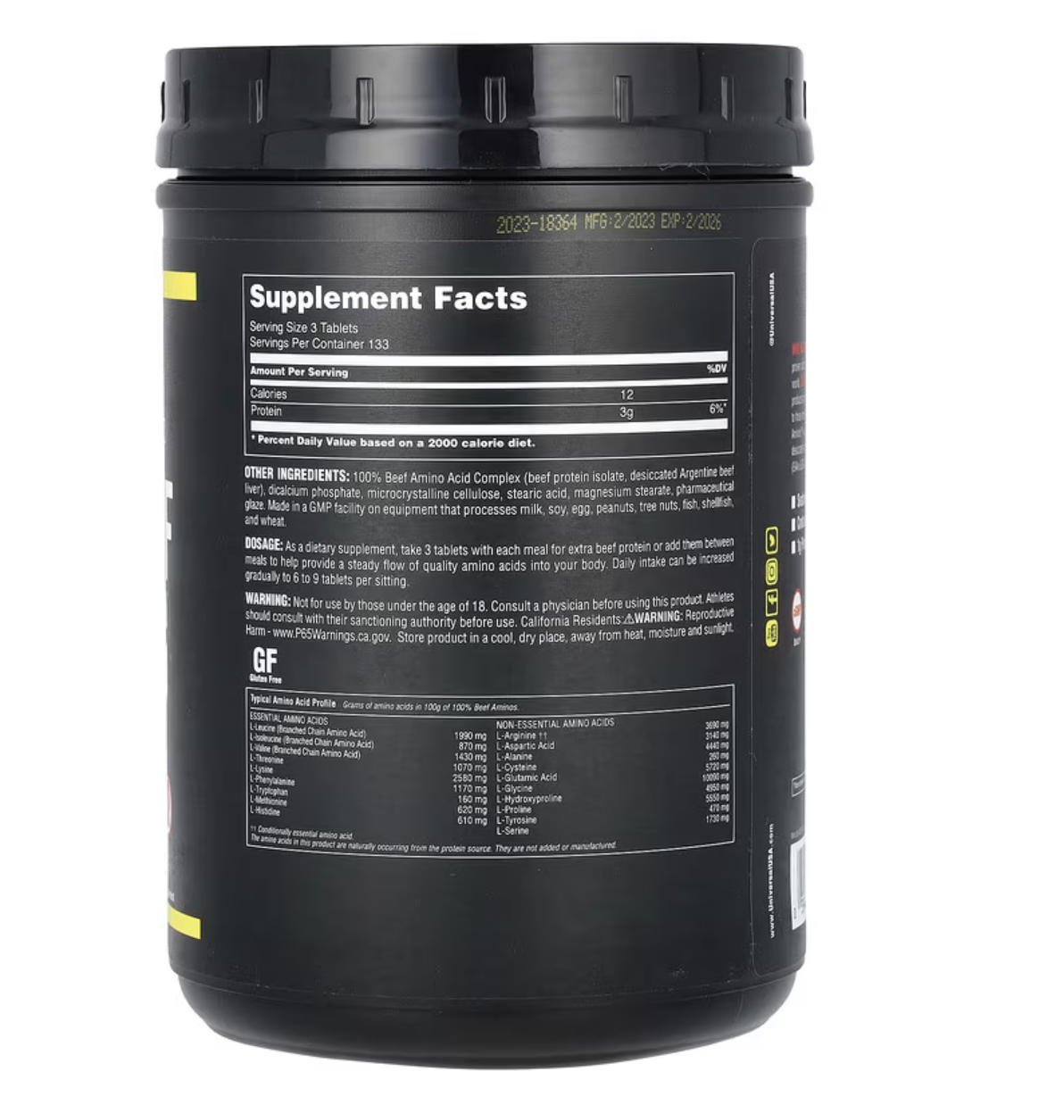 Universal Nutrition 100% Beef Aminos Говяжьи аминокислоты 400 таблеток