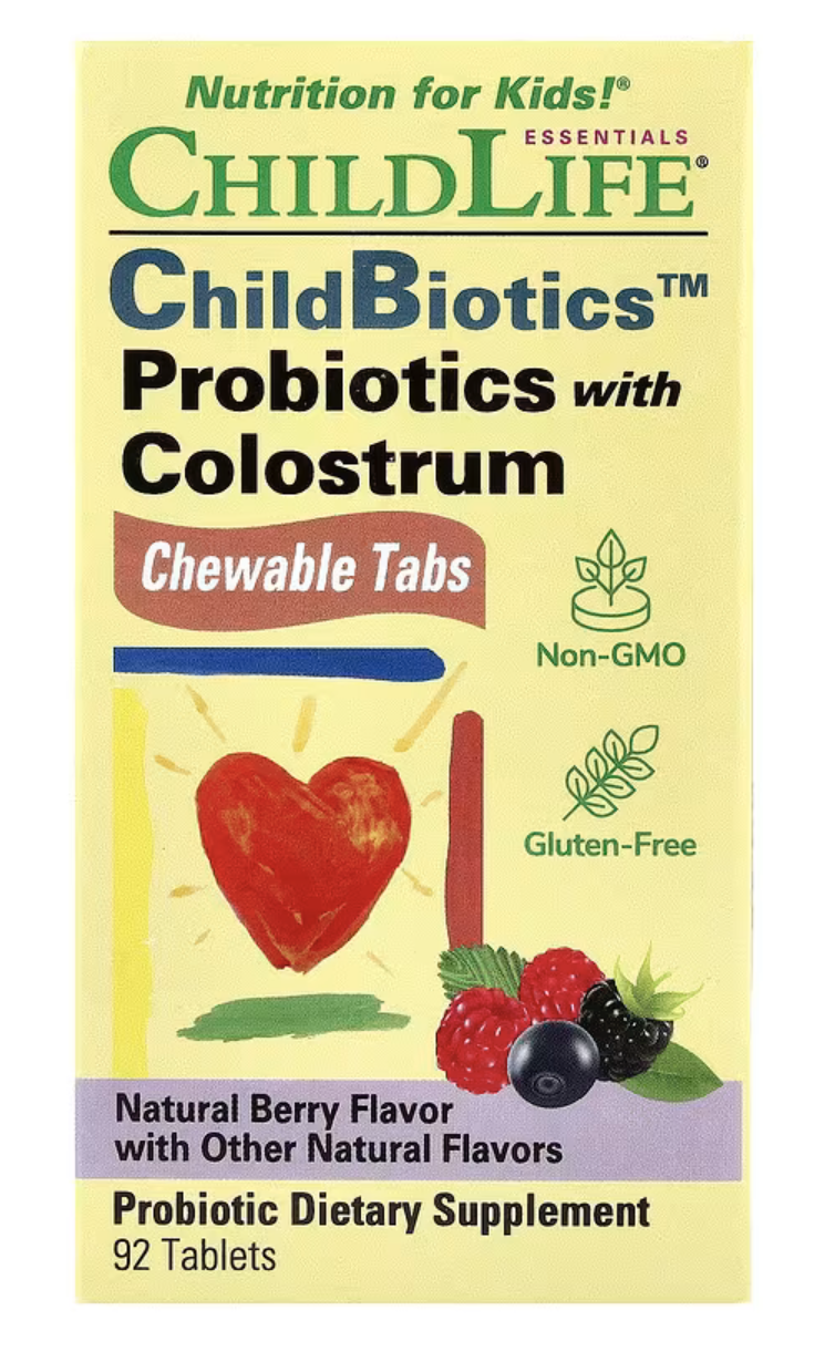 ChildLife Essentials Детский Пробиотик+Колострум с 1 года, ChildBiotics 5 миллиардов CFU, 92 шт