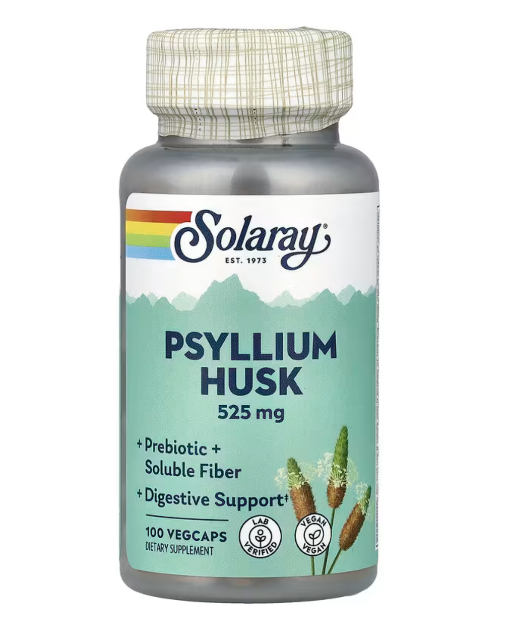 Solaray Псиллиум, Psyllium Husk 525 мг, 100 вег. капсул 