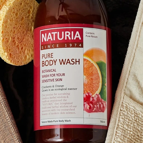 NATURIA, Гель для душа, Pure Body Wash, Cranberry-Orange, 750 мл