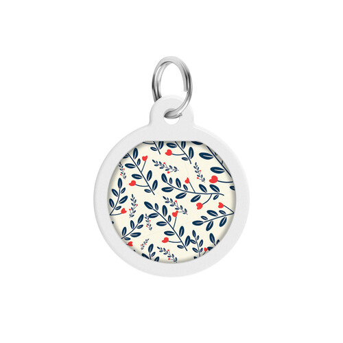 WAUDOG, Адресник Smart ID c QR-паспортом, Металл, Рисунок "Растения", Круг, 25 мм 