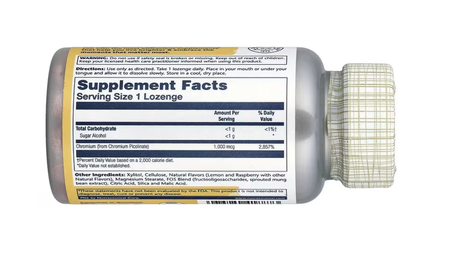 Solaray Хром Пиколинат, Chromium Picolinate со вкусом лимона и малины 1000 мг, 100 пастилок