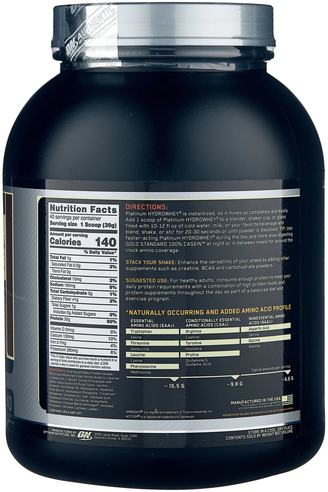Optimum Nutrition Протеин Гидролизат, Platinum Hydrowhey 1640 гр