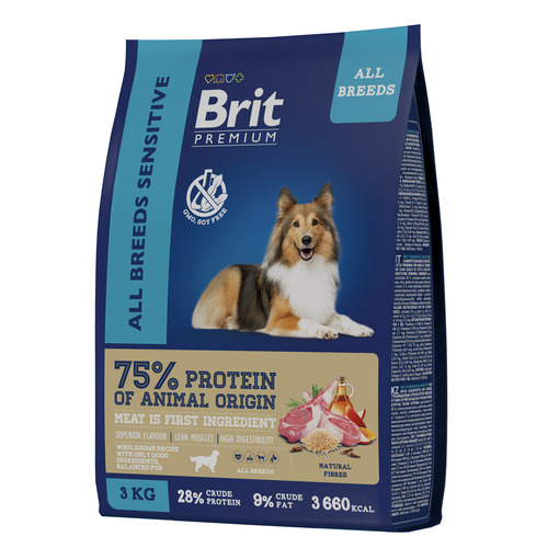 Brit Premium, Dog Sensitive, Сухой корм для собак всех пород с чувствительным пищеварением, 3 кг