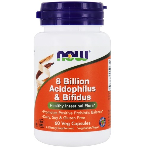 Now Foods Пробиотики, Acidophilus and Bifidus 8 млрд, 60 капсул