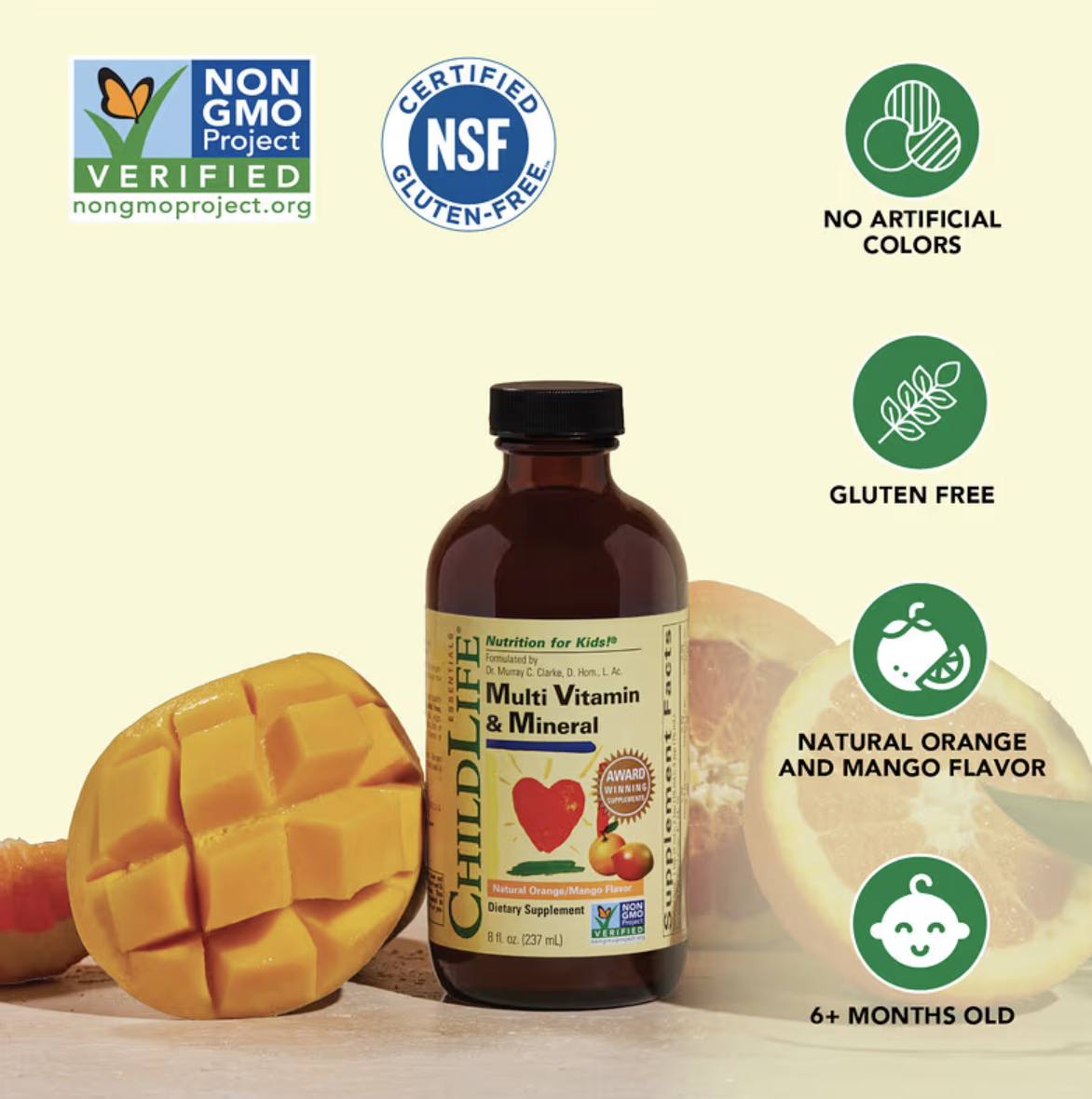 ChildLife Essentials Мультивитамины и Минералы, Multivitamin & Mineral, 237мл/апельсин/манго