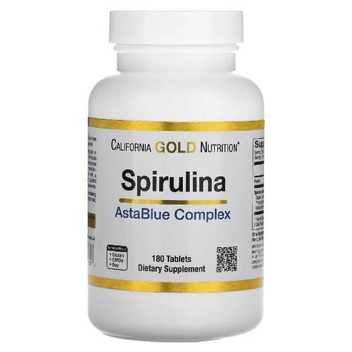 California Gold Nutrition Спирулина комплекс AstaBlue 1000 мг, 180 таблеток