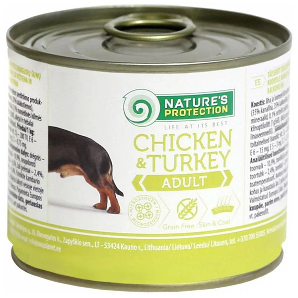 Nature's Protection, Adult, Chicken&Turkey, Консервы для Взрослых Собак (Курица/Индейка), 200 г 