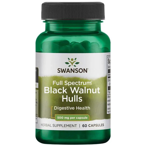 Swanson Black Walnut Hulls, Скорлупа черного ореха 500 mg, 60 капсул