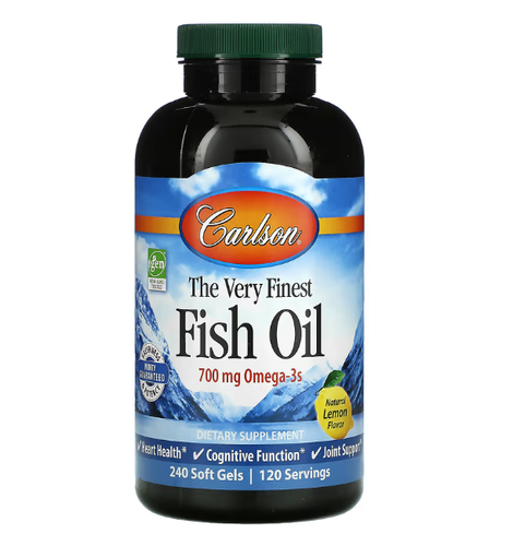 Carlson Labs, самый лучший рыбий жир со вкусом натурального лимона, 350 мг, 240 мягких таблеток
