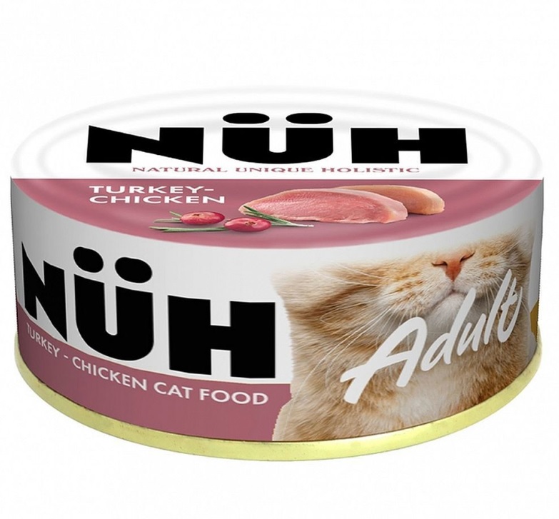 NUH, Беззерновой, Влажный корм, Для взрослых кошек (индейка/цыплёнок), 100 г 