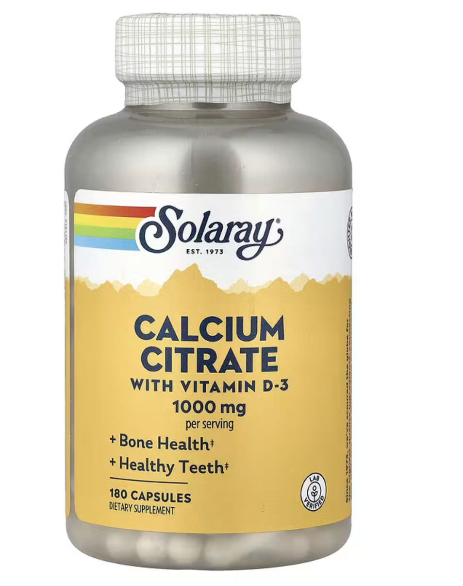 Solaray Кальций Цитрат+ Д3, Calcium Citrate with Vitamin D-3, 180 вег. капсул 
