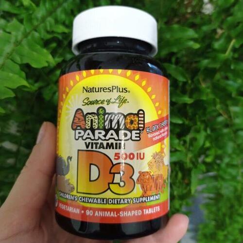 NaturesPlus, Source of Life, Animal Parade, витамин D3, со вкусом черешни, 500 МЕ, 90 таблеток