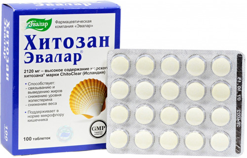 Эвалар Хитозан 500 мг №100 таблеток