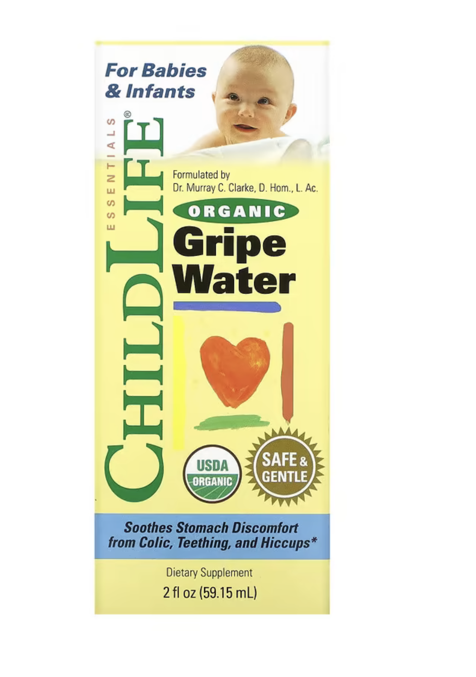 ChildLife Essentials Органическая Вода Против Коликов, Organic Gripe Water, 59,15 мл 