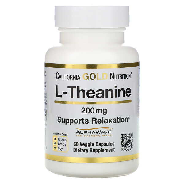 California Gold Nutrition L-Теанин 200 мг, 60 растительных капсул