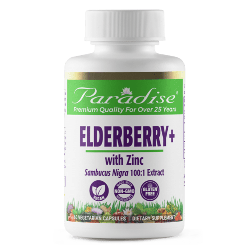 Paradise Herbs, Elderberry+Zinc, Бузина+Цинком, 60 вегетарианских капсул