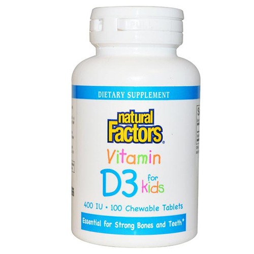 Natural Factors, Витамин Д3, клубничный вкус, 10 мкг (400 МЕ), 100 таблеток