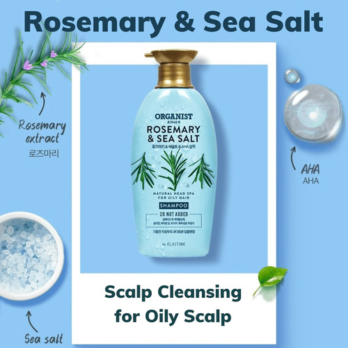 Organist Шампунь для Жирных Волос с Розмарином и Морской Солью, Rosemary & Sea Salt Shampoo 500ml