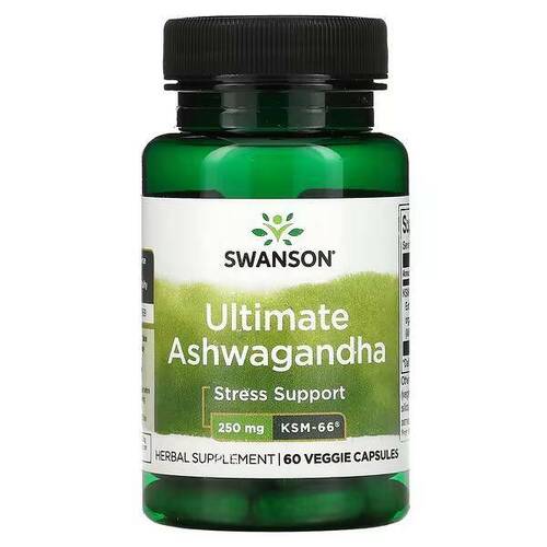 Swanson Ашваганда 250 мг, 60 вегетарианских капсул