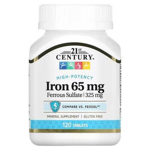 21st Century высокоэффективное железо 65 мг, 120 таблеток