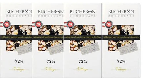 BUCHERON, Горький шоколад 72% с миндалем, клюквой и фисташками 100 г.