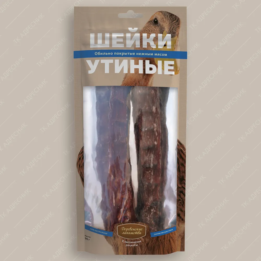 Деревенские лакомства, Шейки утиные для собак 90 гр