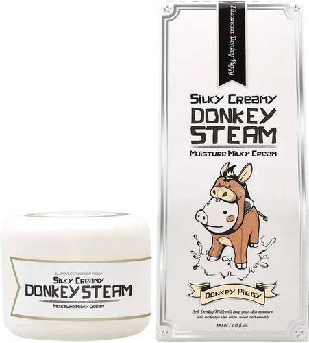 Elizavecca Крем д/лица паровой из ОСЛИНОГО МОЛОКА Silky Creamy Donkey Steam Moisture Milky, 100 мл