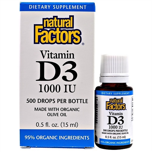 Natural Factors Витамин Д3 без ароматизаторов 1000 МЕ, 15 мл